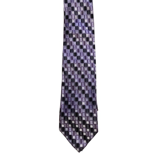 Burma Bibas Purple‎ and Black Geometric Tie - Picture 1 of 2